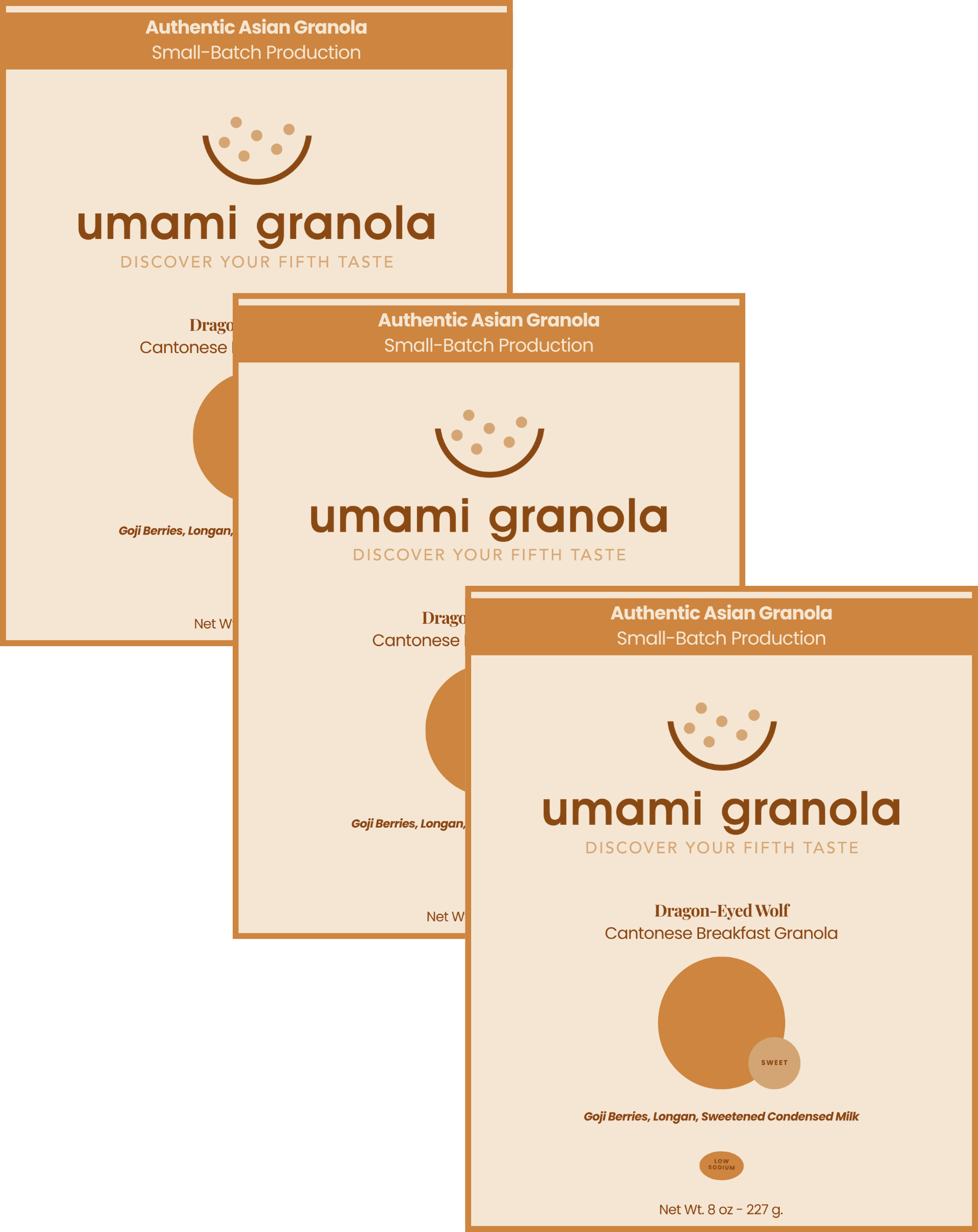 Three 8oz packages of Dragon-Eyed Wolf Trio 